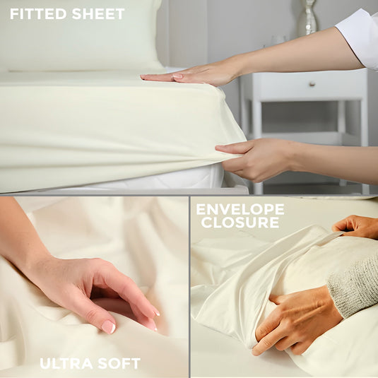 ViscoLogic Egyptian Comfort Bed Sheets - Cream